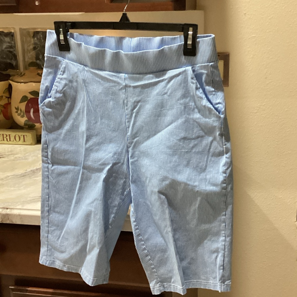 Women's Light Blue Striped Shorts